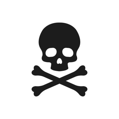 Çapraz kemik ikonlu kafatası ilüzyonu. Düz dizayn. İzole edilmiş.