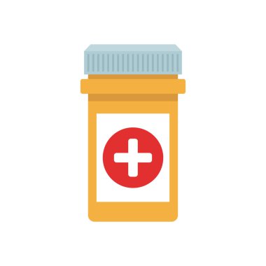 Çeşitli hap ve kapsüllerle dolu bir ilaç şişesi. İzole edilmiş.