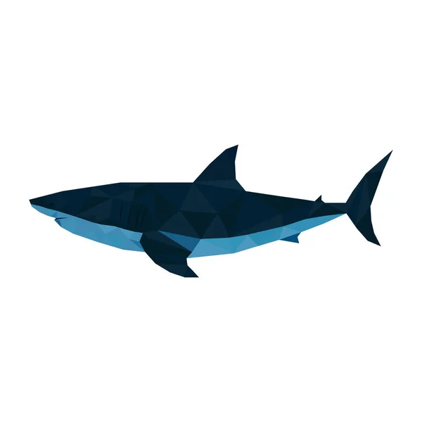 Ilustración de tiburones diseño de logotipo de poli baja. Ilustración vectorial , — Vector de stock