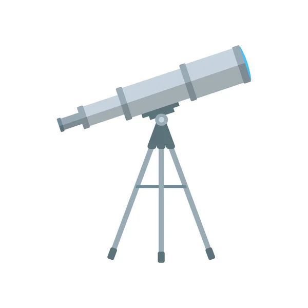 Telescopio plano con sombra larga. Ilustración vectorial, icono. Diseño moderno — Vector de stock