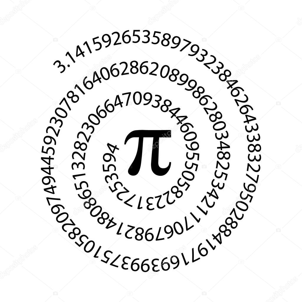 Vector illstration of number pi icon. Flat design. Isolated.