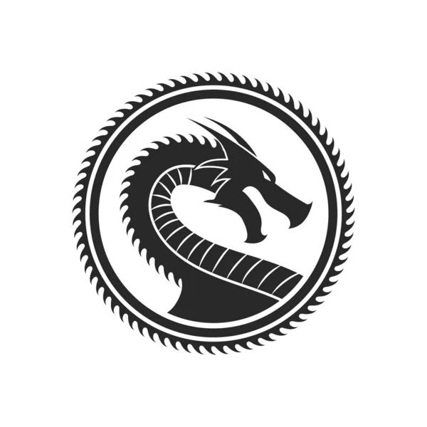 Vector illstration of dragon in circle logo Isolated. — 스톡 벡터