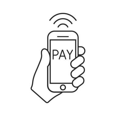 Akıllı telefon ödeme ikonunun vektör yanılsaması. Tasarım. İzole edilmiş.