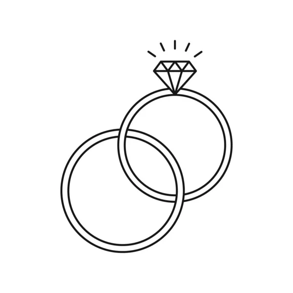 Ilustración vectorial de anillos de boda sobre fondo blanco. Aislado . — Vector de stock