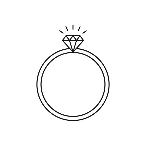 Vector illstration of wedding ring icon. Outline design. Isolated. — 스톡 벡터