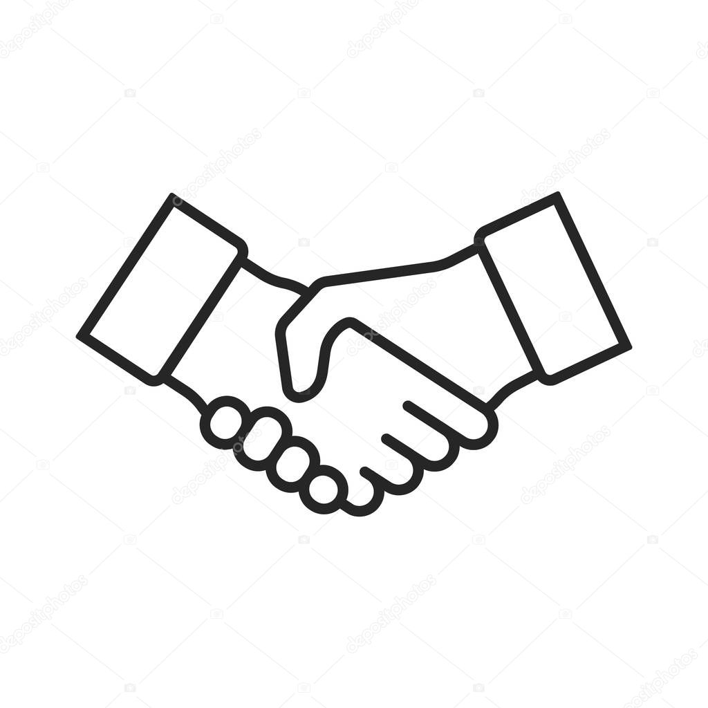 Vector illstration of handshake icon. Outline design. Isolated.