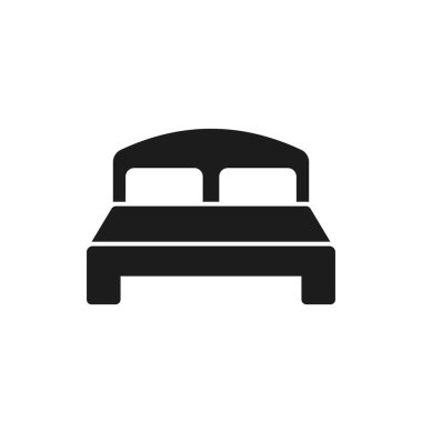 Yatak ikonunun vektör yanılsaması. Düz dizayn. İzole edilmiş.