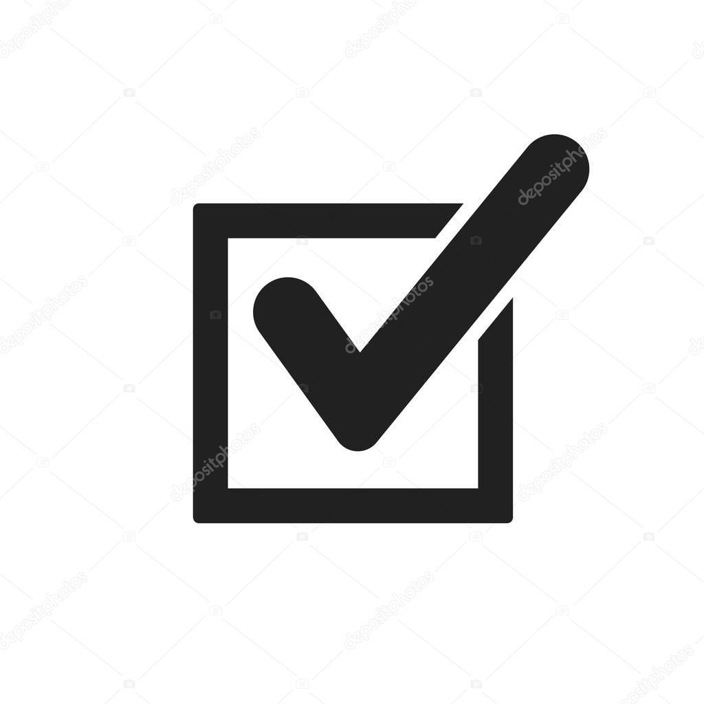 Vector illstration of check mark icon. Flat design. Isolated.