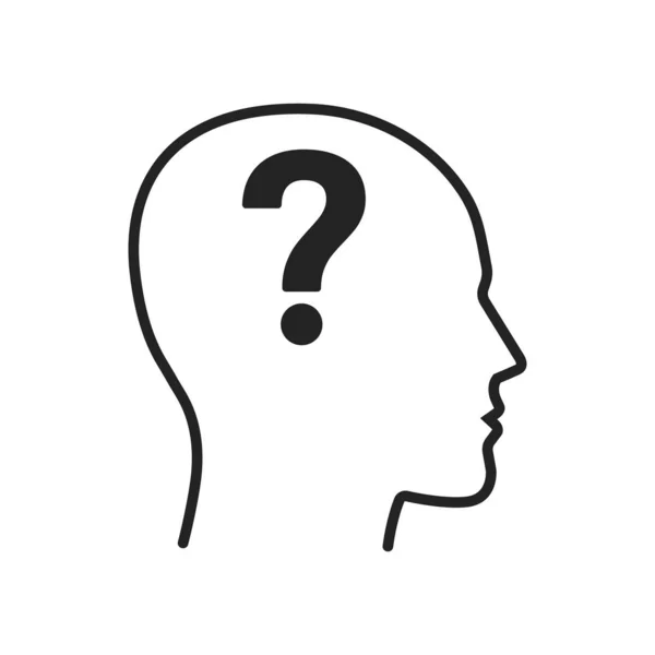 Vector illstration of head with question sign on white background. Isolated. — Stock Vector