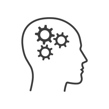 Vites simgesiyle kafa ilüzyonu. Tasarım. İzole edilmiş.