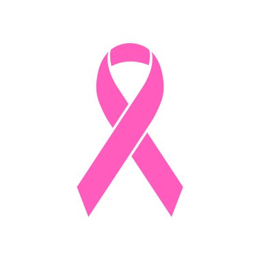 Pembe kurdele ikonu. Göğüs kanseri. Vektör çizimi. İzole edilmiş.