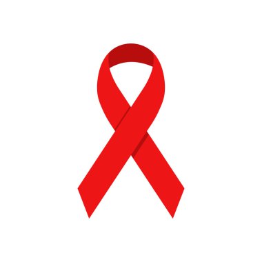 Beyaz arka planda kırmızı kurdelenin vektör yanılsaması. İzole edilmiş.