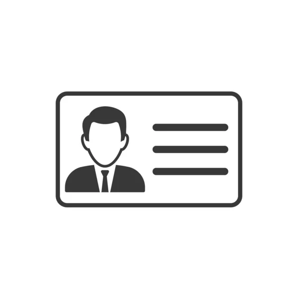 Vector illstration of id card icon. Flat design. Isolated. — 스톡 벡터