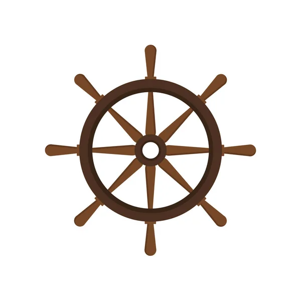 Ilustración vectorial de barcos de madera icono del timón. Diseño plano. Aislado . — Archivo Imágenes Vectoriales