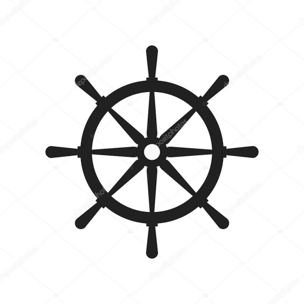 Vector illstration of ships helm icon. Flat design. Isolated.