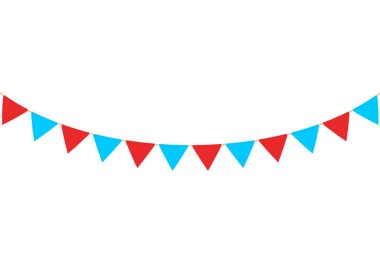 Beyaz arka planda üçgen bayrakların vektör yanılsaması. İzole edilmiş.