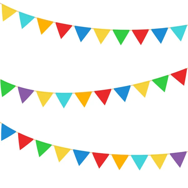 Üçgen bayrakların vektör yanılsaması. Düz dizayn. İzole edilmiş.