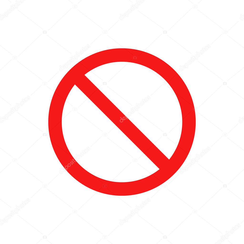 Vector illstration of no sign icon. Flat design. Isolated.