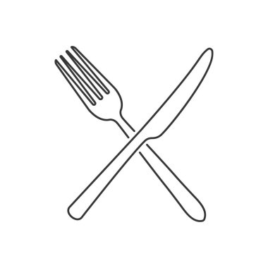 Çatal bıçak ikonunun vektör illüzyonu. Tasarım. İzole edilmiş.