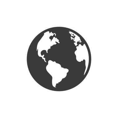 Dünya ikonunun vektör yanılsaması. Düz dizayn. İzole edilmiş.