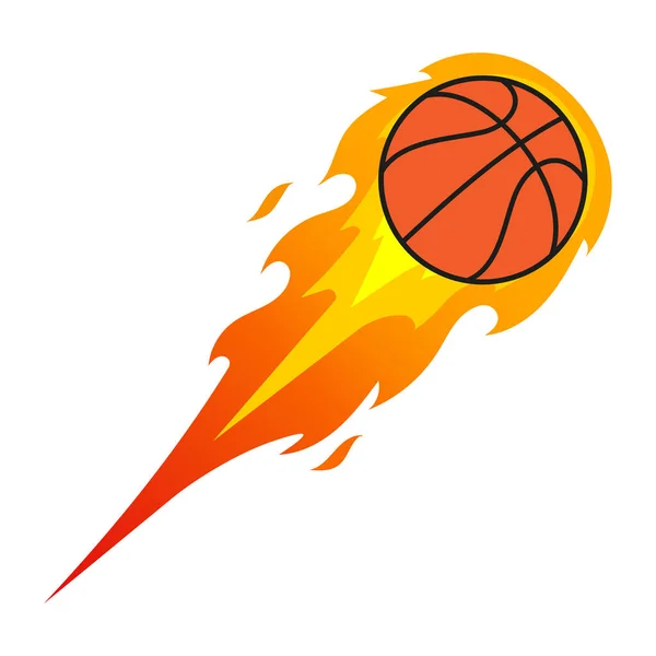 Vector illstration of basketball ball in fire. Flat design. Isolated. — Stock Vector