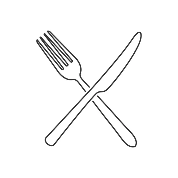 Illustrazione vettoriale dell'icona del coltello da forchetta. Design di contorno. Isolato . — Vettoriale Stock
