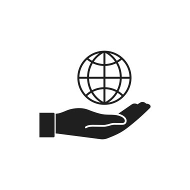 Dünya ikonunun vektör yanılsaması. Düz dizayn. İzole edilmiş.