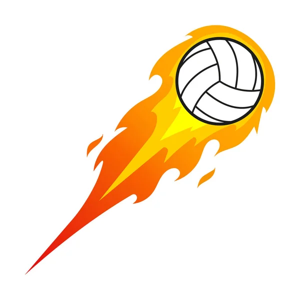 Vector illstration of valleyball in fire on white background. Isolé . — Image vectorielle
