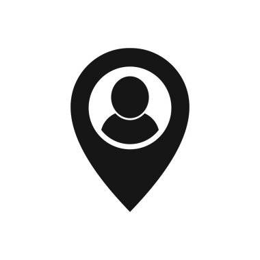 Kişinin konum simgesinin vektör yanılsaması. Düz dizayn. İzole edilmiş.