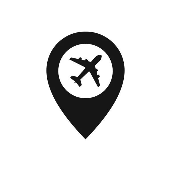 Vektorová ilustrace ikony umístění letiště. Plochý. Izolované. — Stockový vektor