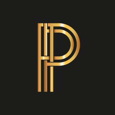 Siyah arka planda P logosunun vektör yanılsaması. İzole edilmiş.