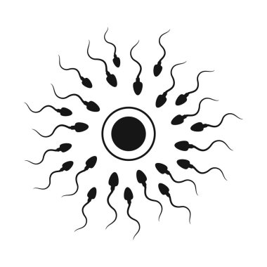 Sperm ve yumurta ikonunun vektör yanılsaması. Düz dizayn. İzole edilmiş.