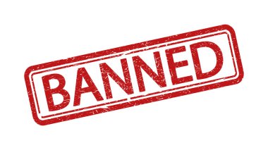 Grunge lastik damga kelimesi yasaklı vektör çizim içinde.