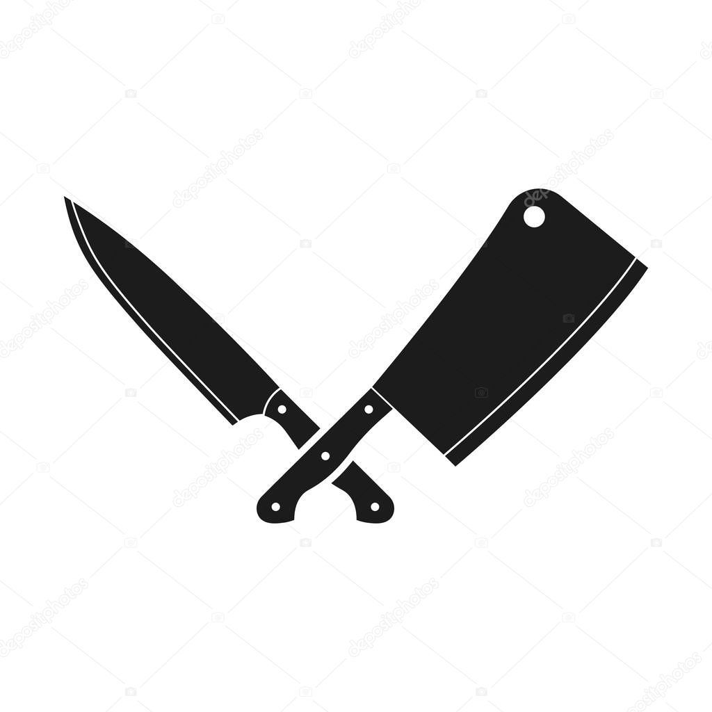 Vector illstration of crossed knifes icon. Flat design. Isolated.