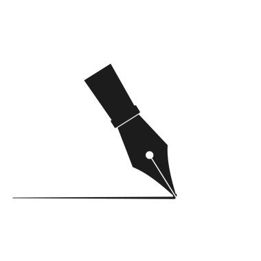 Mürekkep kalem simgesinin vektör yanılsaması. Düz dizayn. İzole edilmiş.