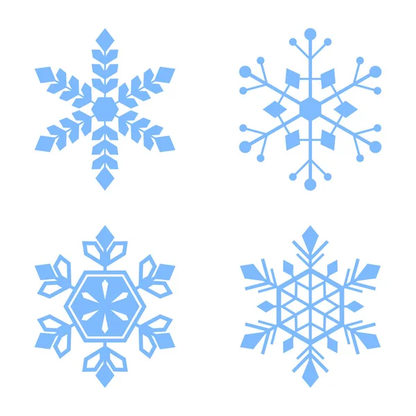 Ilustración vectorial del conjunto de copos de nieve. Diseño plano. Aislado . — Vector de stock