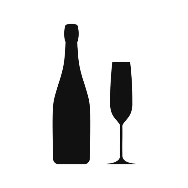 Champagne calice e bottiglia icona. Illustrazione vettoriale . — Vettoriale Stock