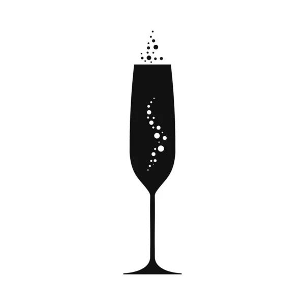 Illustrazione vettoriale dell'icona di vetro di champagne. Design piatto. Isolato . — Vettoriale Stock