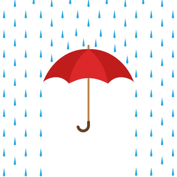 Vector illstration of umbrella and rain on white background. Isolated. — Stock Vector