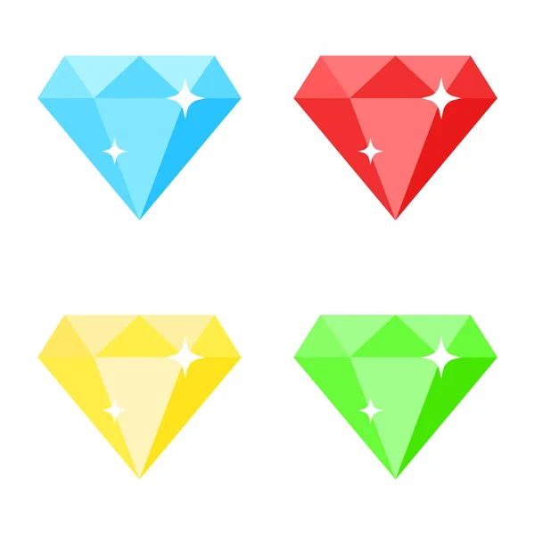Vector illstration of diamond icon. Flat design. Isolated. — 스톡 벡터