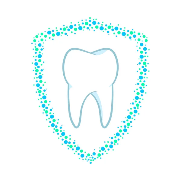 Vector illstration of tooth with shield icon. Flat design. Isolated. — 스톡 벡터