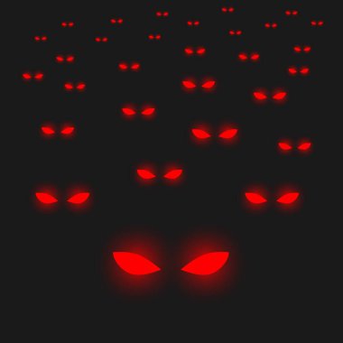 Vector illstration of red eyes on black background. EPS10. clipart