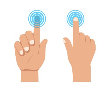 Beyaz arka planda parmak dokunuşunun vektör yanılsaması. İzole edilmiş.