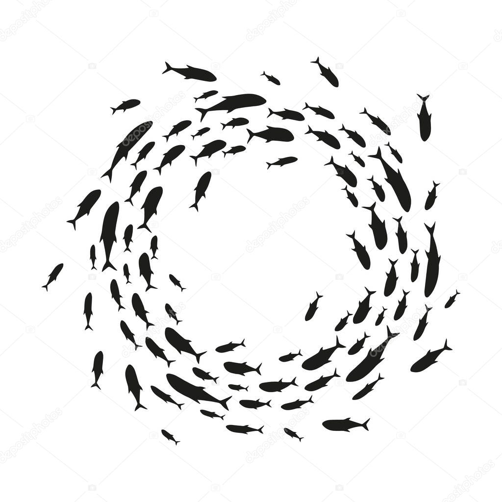 Vector illstration of fish in sea. Flat design. Isolated.