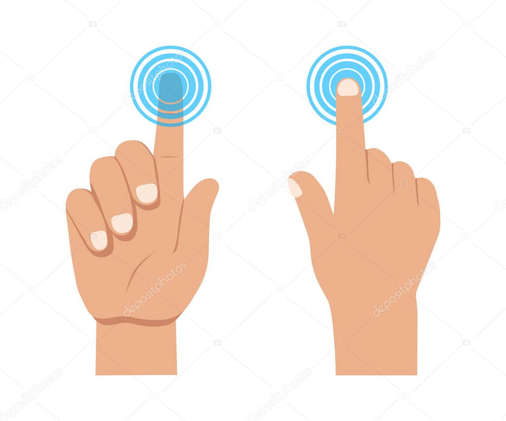 Vector illstration of finger touch set on white background. Isolated.