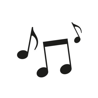 Müzik notaları ikonunun vektör yanılsaması. Düz dizayn. İzole edilmiş.