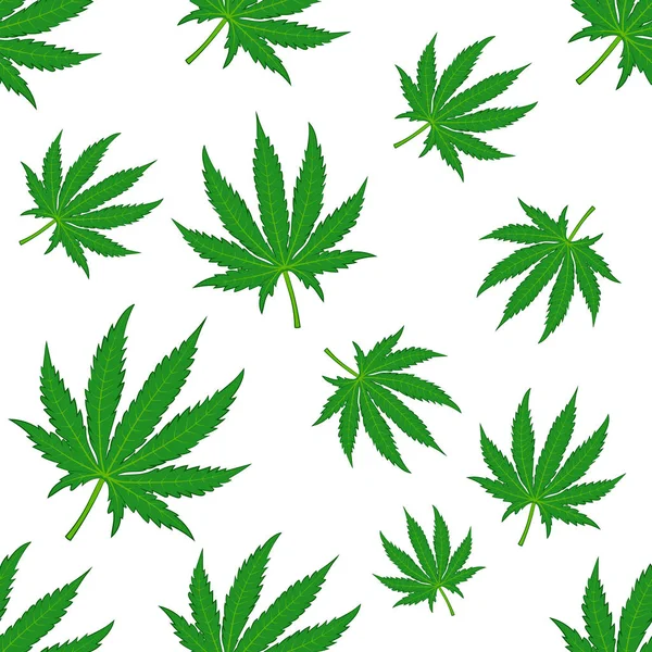 Marihuana op witte achtergrond naadloos patroon. Vectorillustratie. — Stockvector