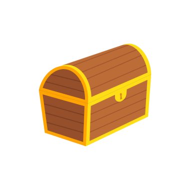 Vector illstration of closed treasure chest. Flat design. Isolated.