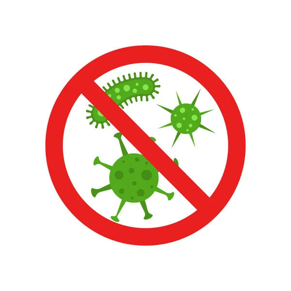 Vector illstration of no bacteria sign. Flat design. Isolated.