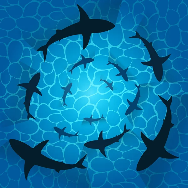 Ilustración vectorial de tiburones en el océano. Aislado . — Vector de stock